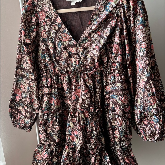 Cleobella Francesca Mini Dress XS Floral Print Boho Mini Long Bell Sleeve - Picture 7 of 10